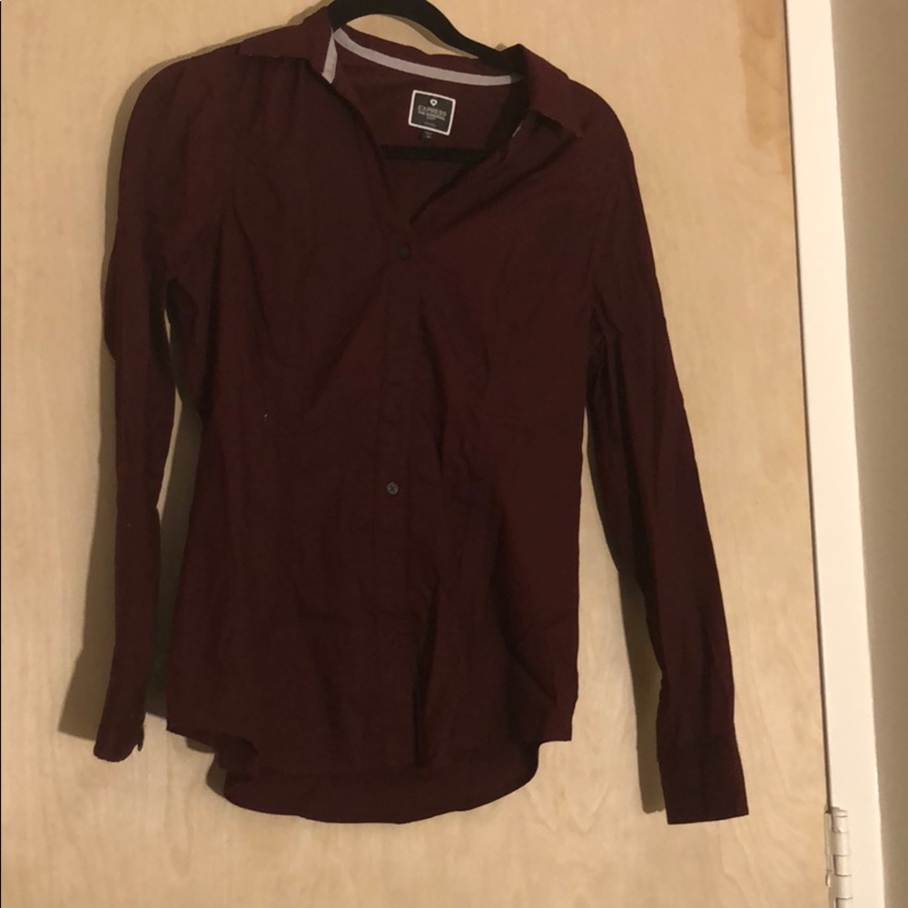Express - maroon button down shirt